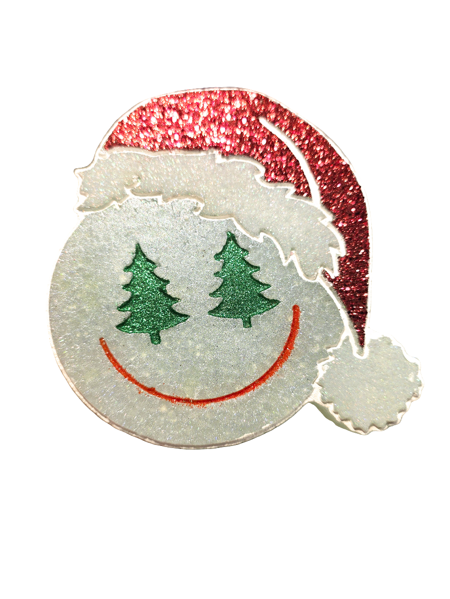 Smiley with Santa hat car freshie  - Scent Vanilla Bean Noel