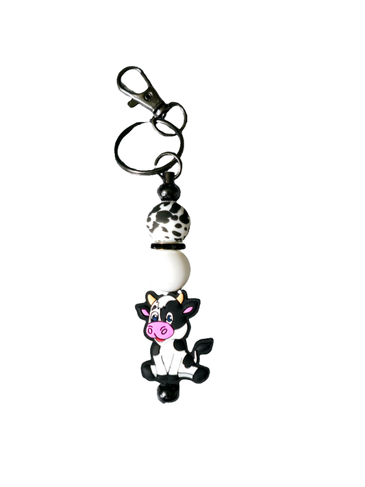 Cow beaded keychain